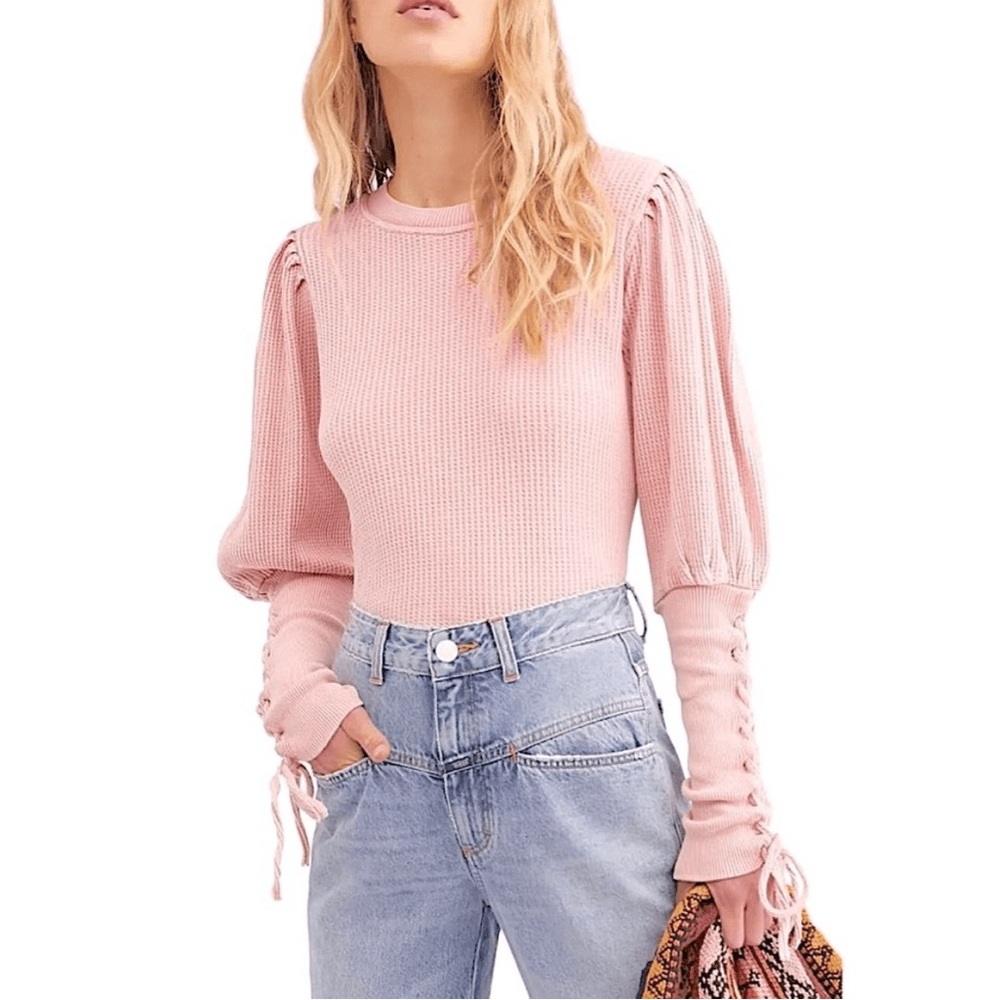 Free People Tasha Puff-Sleeve Thermal Top